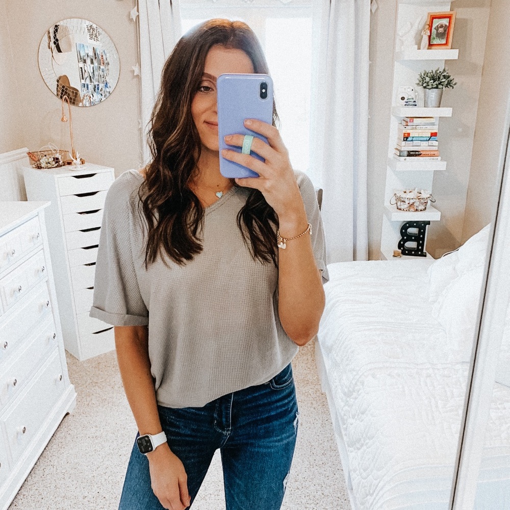 WAFFLE KNIT TOP